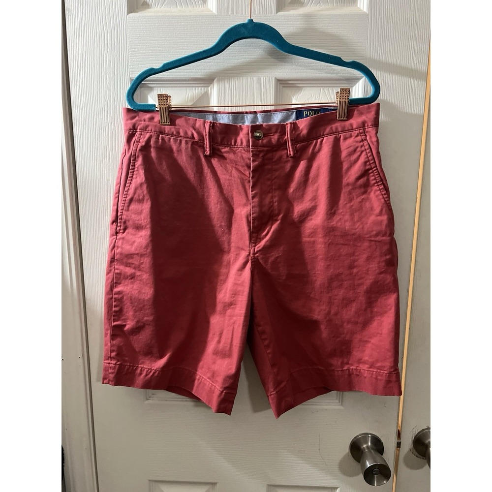 Ralph Lauren Polo Chino Men's Red Shorts Size 33 Flat Front‎ Cotton